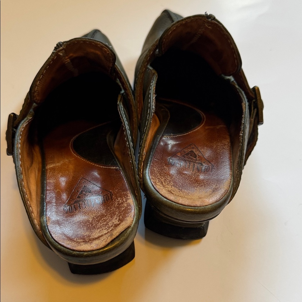 John Fluevog dark green Leather Buckle Shoes - Picture 5 of 11